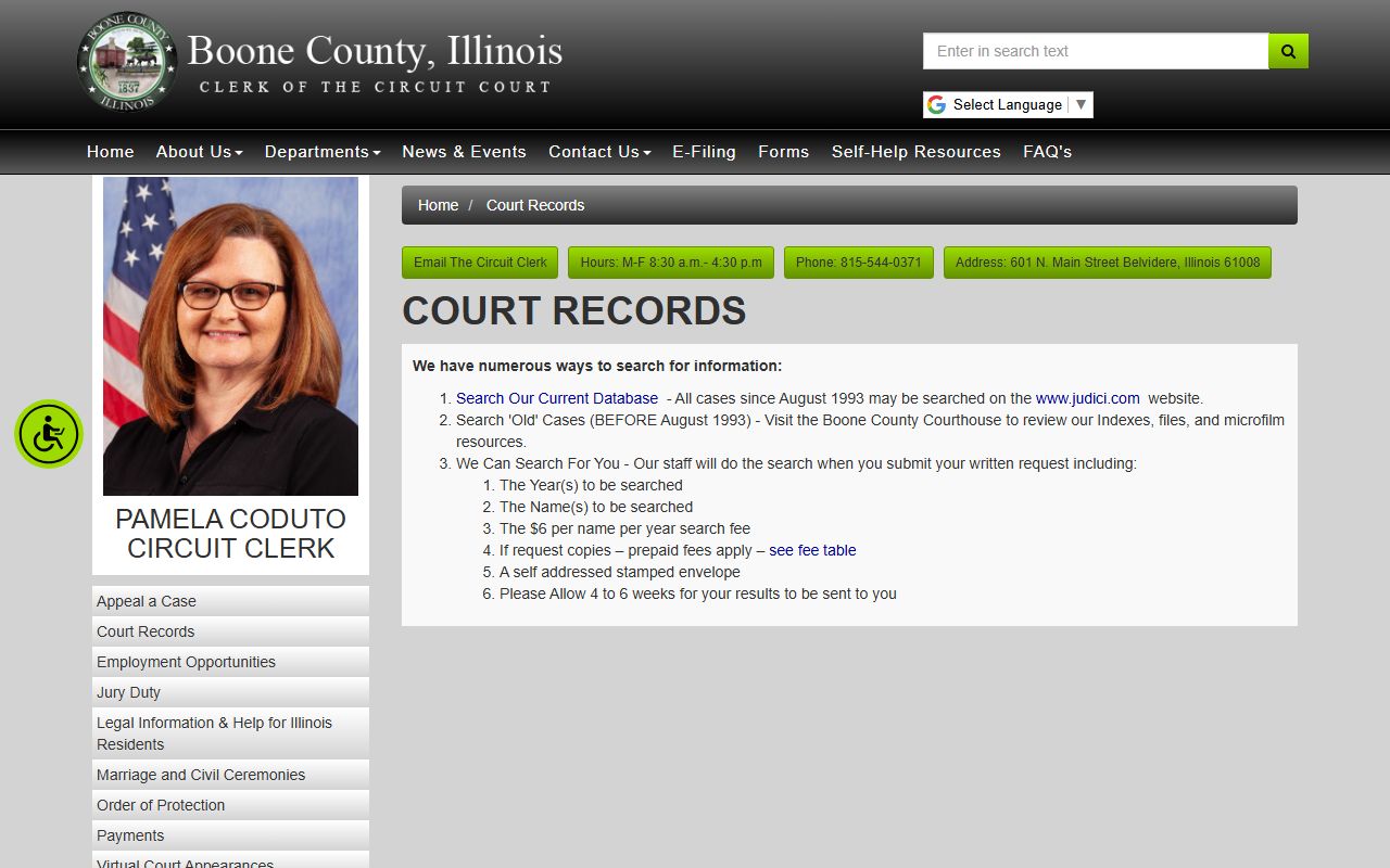 Boone County Circuit Clerk court records page