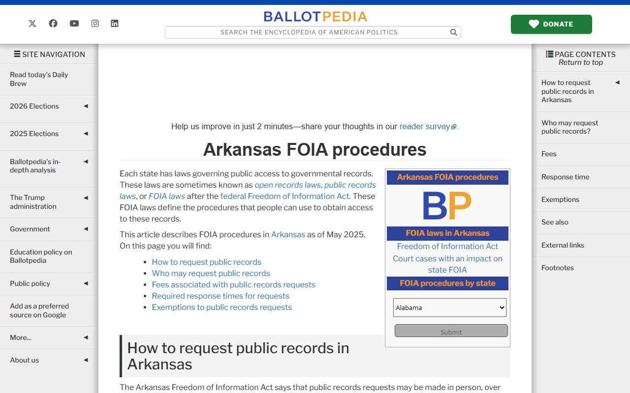 Arkansas Freedom of Information Act Court Docket Records